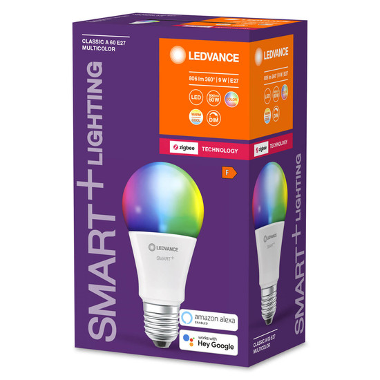 LEDVANCE LED Lampe SMART+ Classic Multicolour 9W 220V RGBW FR E27 Dimmbar RGBTW Farbwechsel / steuerbare Lichtfarbe 4058075729025