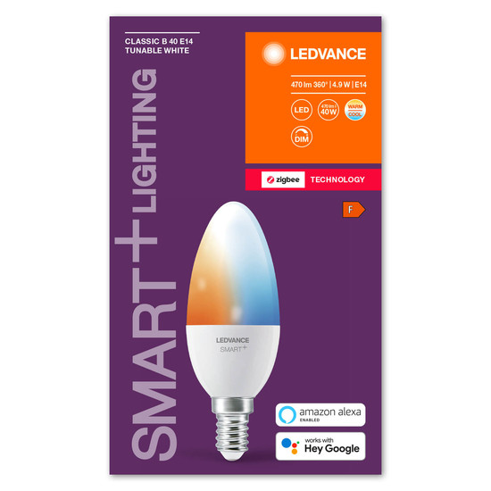 LEDVANCE LED Lampe SMART+ Candle Tunable White 4.9W 220V FR E14 Dimmbar Tunable White, Kalt-zu-Warm-Farbwechsel 4058075729087