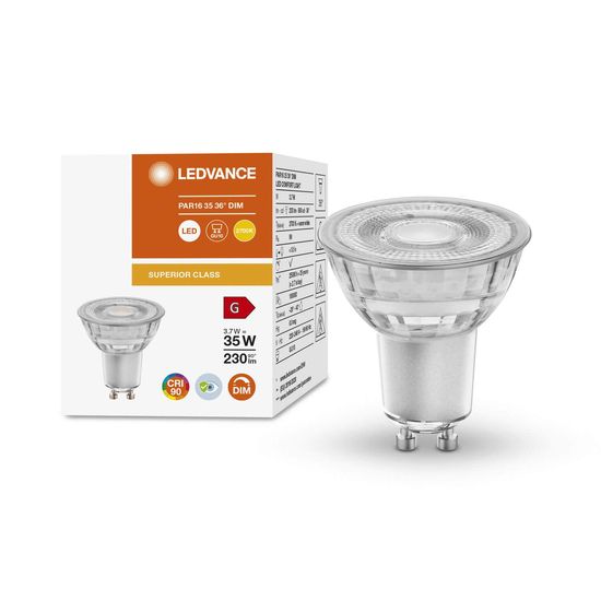 LEDVANCE LED Reflektor PAR16 3.7W 927 GU10 Spot, Strahler 230lm 2700K warmweiss wie 35W dimmbar 4058075757783