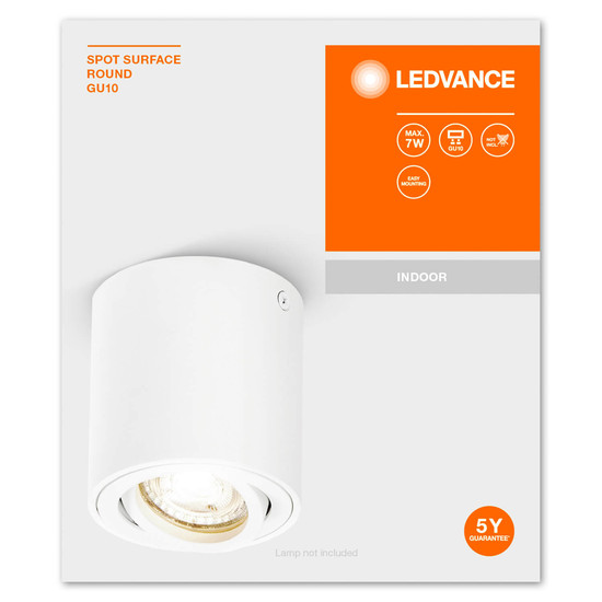 LEDVANCE Deckenleuchte SPOT SURFACE Round GU10 White 4058075758667