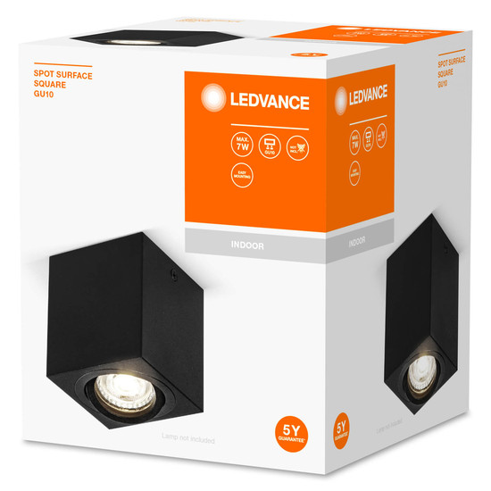 LEDVANCE Deckenleuchte SPOT SURFACE Square GU10 Black 4058075758681