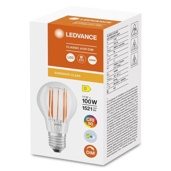 LEDVANCE LED CLASSIC A CRI90 11W E27 Lampe 1521lm 4000K neutralweiss wie 100W dimmbar 4058075758841