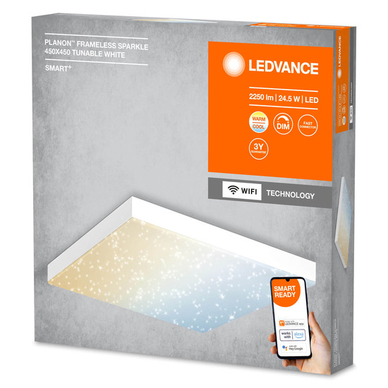 LEDVANCE LED Panel SMART+ Planon Frameless Sparkle 45x45cm TW Dimmbar Tunable White, Kalt-zu-Warm-Farbwechsel 4058075759541