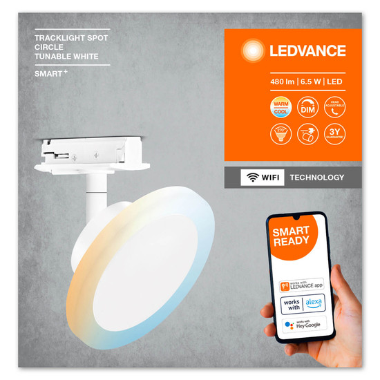 LEDVANCE LED Spot SMART+ TRACKLIGHT CIRCLE White TW Dimmbar Tunable White, Kalt-zu-Warm-Farbwechsel 4058075759749