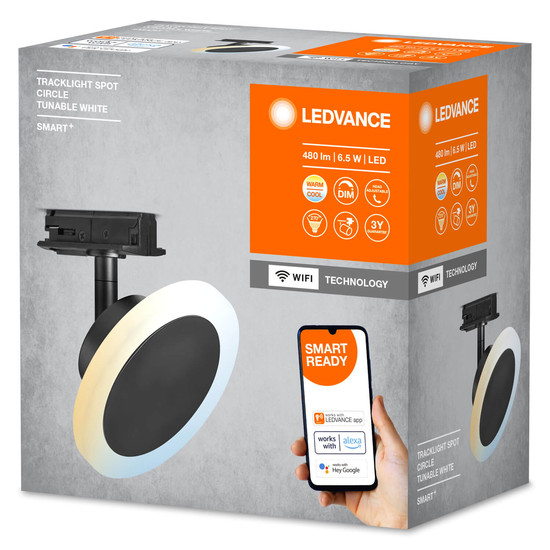 LEDVANCE LED Spot SMART+ TRACKLIGHT CIRCLE Black TW Dimmbar Tunable White, Kalt-zu-Warm-Farbwechsel 4058075759763