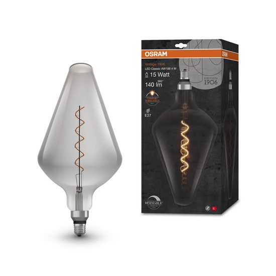 OSRAM LED Lampe Vintage 1906 Big Special Shapes 4W 818 Smoke E27 Dimmbar Warmweiss 4058075761018