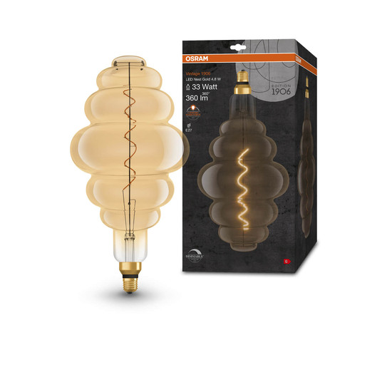 OSRAM LED Lampe Vintage 1906 Big Special Shapes 4.8W 822 Gold E27 Dimmbar Warmweiss 4058075761834