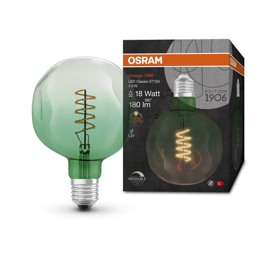 OSRAM LED Lampe Vintage 1906 Big Special Shapes 4.5W 816 Green E27 Dimmbar Warmweiss 4058075761858