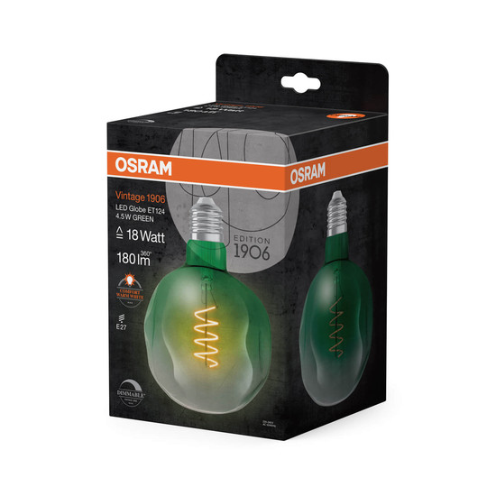 OSRAM LED Lampe Vintage 1906 Big Special Shapes 4.5W 816 Green E27 Dimmbar Warmweiss 4058075761858