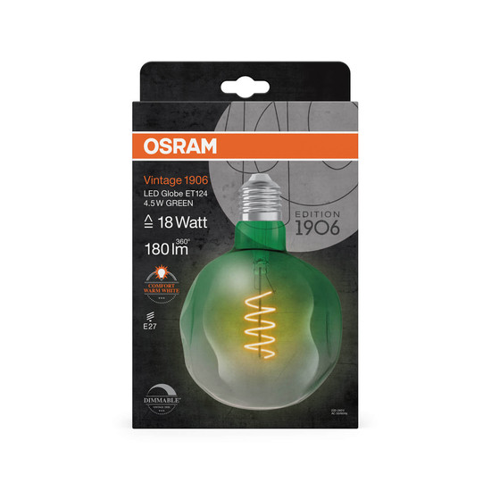 OSRAM LED Lampe Vintage 1906 Big Special Shapes 4.5W 816 Green E27 Dimmbar Warmweiss 4058075761858