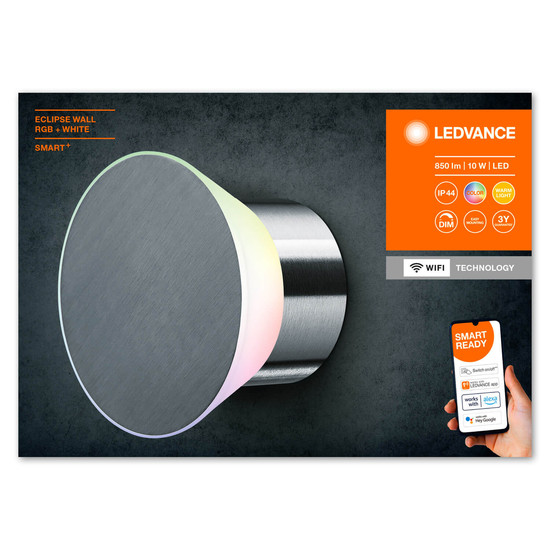 LEDVANCE LED Außenleuchte Smart+ Eclipse Wall Multicolor RGB + W Dimmbar RGBW Farbwechsel / Multicolor / Warmweiss 4058075763289