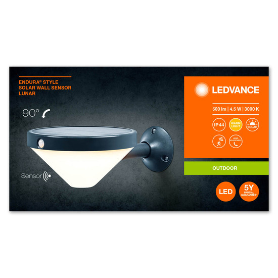 LEDVANCE LED Außenleuchte Endura Style solar Lunar Wall Sensor 4.5W 3000K Warmweiss 4058075766280