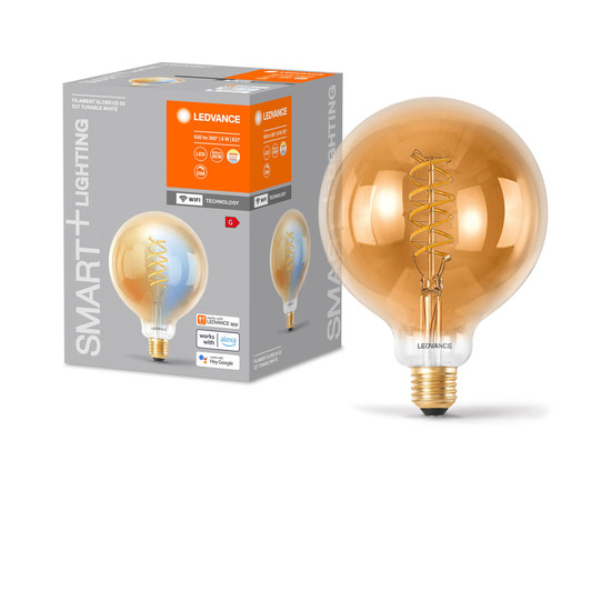 LEDVANCE LED Lampe Smart+ WiFi Filament Globe Tunable White 2200K E27 Dimmbar Tunable White, Kalt-zu-Warm-Farbwechsel 4058075777972