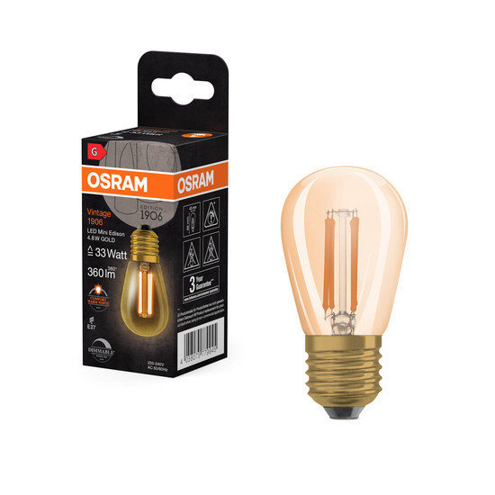 OSRAM LED Lampe Vintage 1906 CLASSIC Edison 4.8W 822 Gold E27 Dimmbar Warmweiss 4058075779945