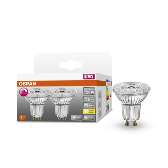 2er Pack OSRAM LED Spot, Strahler SUPERSTAR PAR16 4.5W 927 GU10 Dimmbar Warmweiss 4058075797901