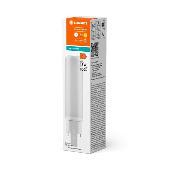 LEDVANCE DULUX LED HF EVG & AC MAINS 230V-direkt 6W 830 G24Q-1 G24q-1 600lm 3000K warmweiss wie 13W 4058075821934