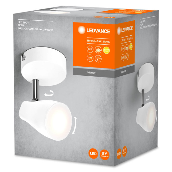 LEDVANCE LED Spot SPOT PEAR WHITE 1 x 4.3W 2700K GU10 Warmweiss 4058075826410