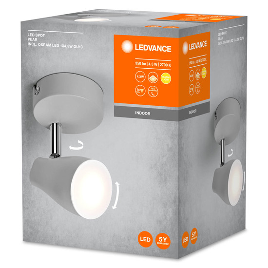 LEDVANCE LED Spot SPOT PEAR GREY 1 x 4.3W 2700K GU10 Warmweiss 4058075826496