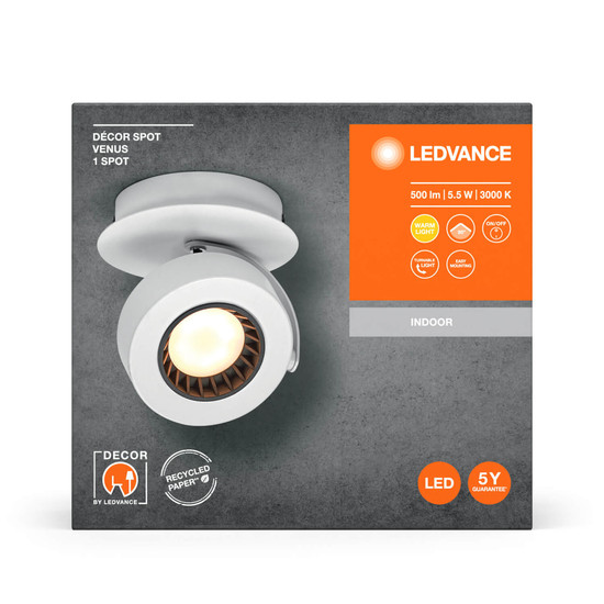 LEDVANCE LED Deckenleuchte DECOR SPOT VENUS WHITE 1 Spot Warmweiss 4058075828124