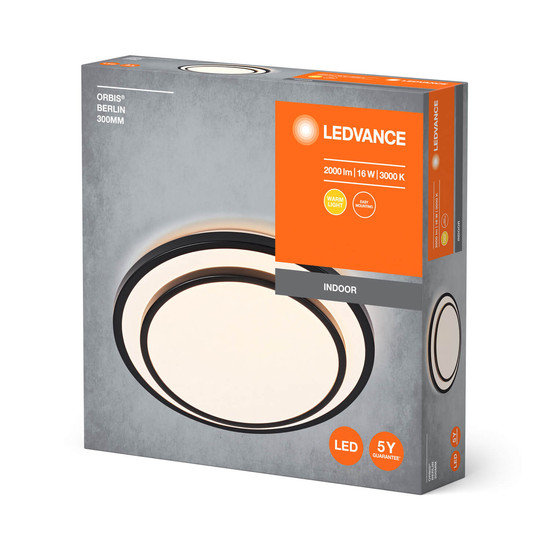 LEDVANCE LED Deckenleuchte ORBIS BERLIN 30cm 16W 830 BK Warmweiss 4058075829329