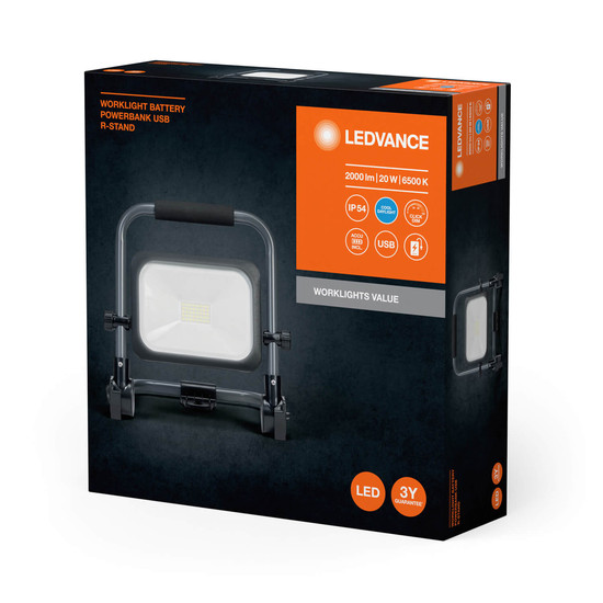 LEDVANCE LED Arbeitsscheinwerfer WORKLIGHTS VALUE BATTERY 20W 865 Dimmbar Kaltweiss 4058075831131