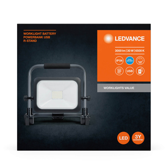 LEDVANCE LED Arbeitsscheinwerfer WORKLIGHTS VALUE BATTERY 30W 865 Dimmbar Kaltweiss 4058075831155