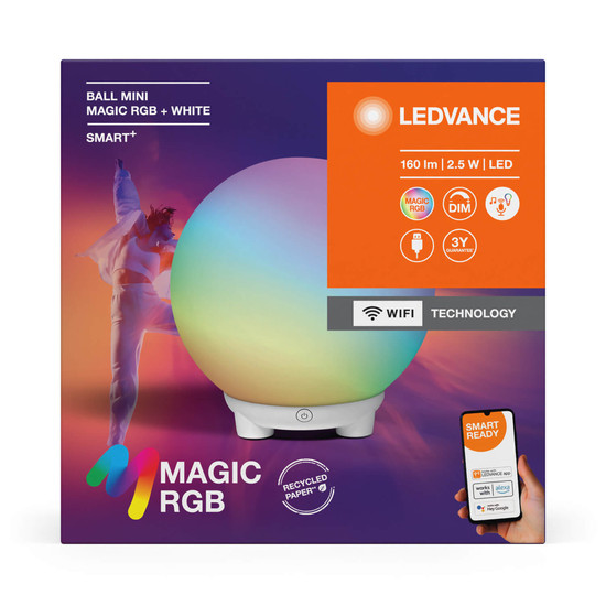 LEDVANCE LED Tischleuchte SMART+ BALL MAGIC RGB Mini RGBW USB Dimmbar RGBTW Farbwechsel / steuerbare Lichtfarbe 4058075831711