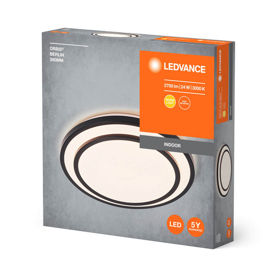 LEDVANCE LED Deckenleuchte ORBIS BERLIN 39cm 24W 830 BK Warmweiss 4058075832794