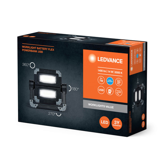 LEDVANCE LED Arbeitsscheinwerfer WORKLIGHTS VALUE BATTERY 7W 865 Kaltweiss 4058075834026