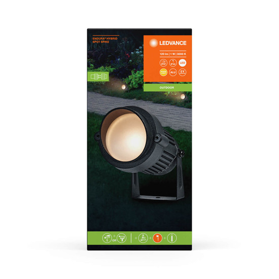 LEDVANCE LED Außenleuchte Endura Hybrid Ground Spot Spike 1W Black Warmweiss 4058075834668