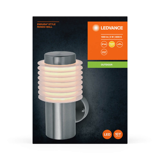 LEDVANCE LED Außenleuchte Endura Style Rondo Wall Stainless Steel Warmweiss 4058075835108