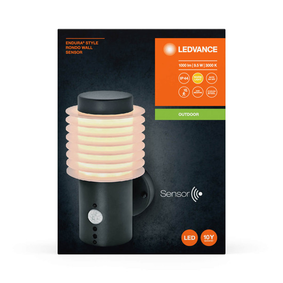 LEDVANCE LED Außenleuchte Endura Style Rondo Wall Sensor Dark Gray Warmweiss 4058075835160