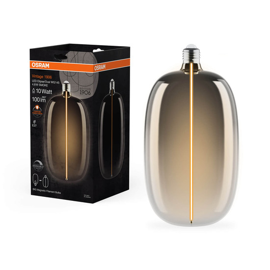 OSRAM LED Lampe VINTAGE 1906 DECORATIVE BULB WITH Filament-MAGNETIC STYLE 4.8W 818 Smoke E27 Dimmbar Warmweiss 4058075836488