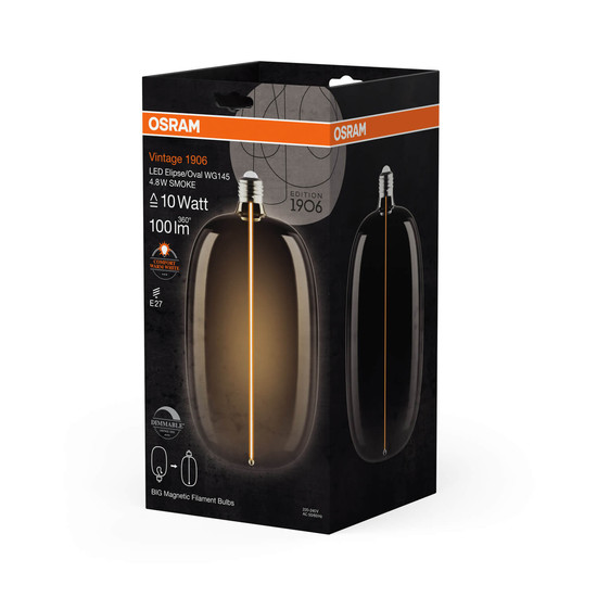 OSRAM LED Lampe VINTAGE 1906 DECORATIVE BULB WITH Filament-MAGNETIC STYLE 4.8W 818 Smoke E27 Dimmbar Warmweiss 4058075836488