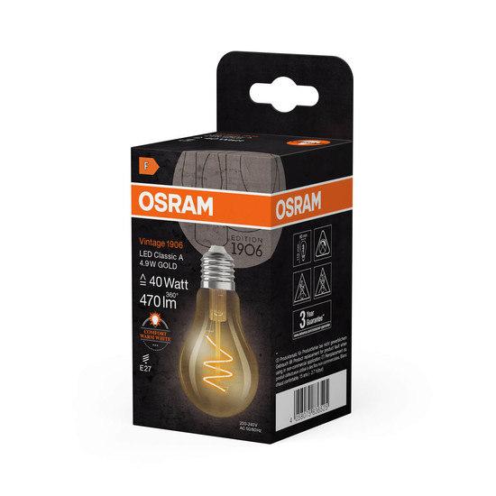 OSRAM LED Lampe Vintage 1906 CLASSIC A 4.9W 927 Gold E27 Warmweiss 4058075836525