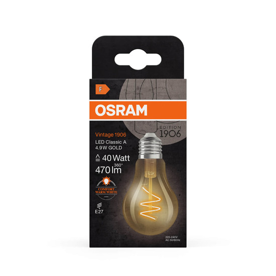 OSRAM LED Lampe Vintage 1906 CLASSIC A 4.9W 927 Gold E27 Warmweiss 4058075836525