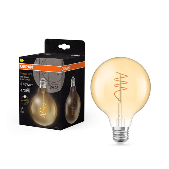 OSRAM LED Lampe Vintage 1906 CLASSIC GLOBE 3.4W 827 Gold E27 Warmweiss 4058075836549