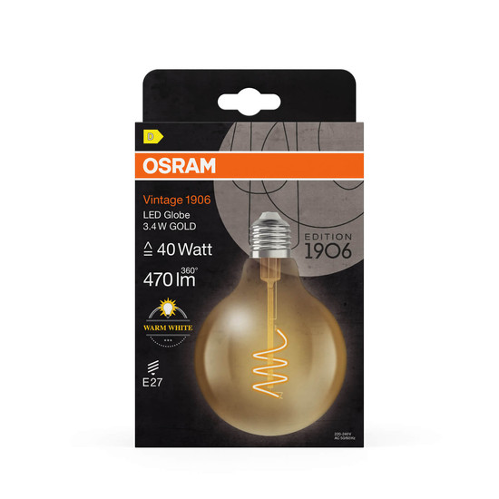 OSRAM LED Lampe Vintage 1906 CLASSIC GLOBE 3.4W 827 Gold E27 Warmweiss 4058075836549