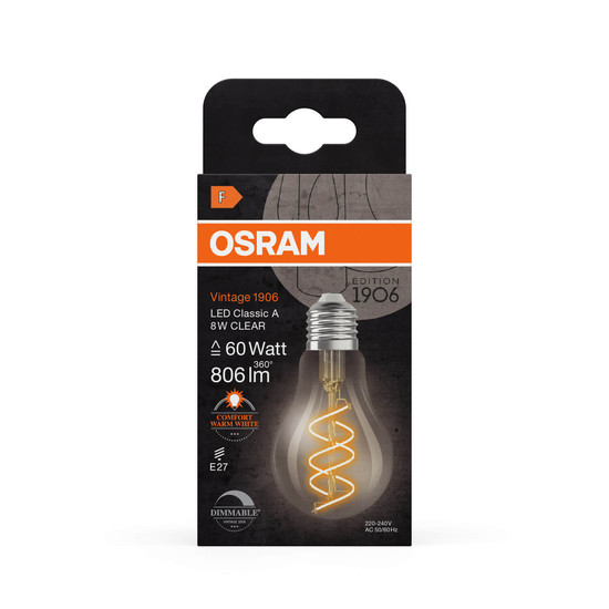 OSRAM LED Lampe Vintage 1906 CLASSIC A,B,P SLIM Filament 8W 922 Clear E27 Dimmbar Warmweiss 4058075836624