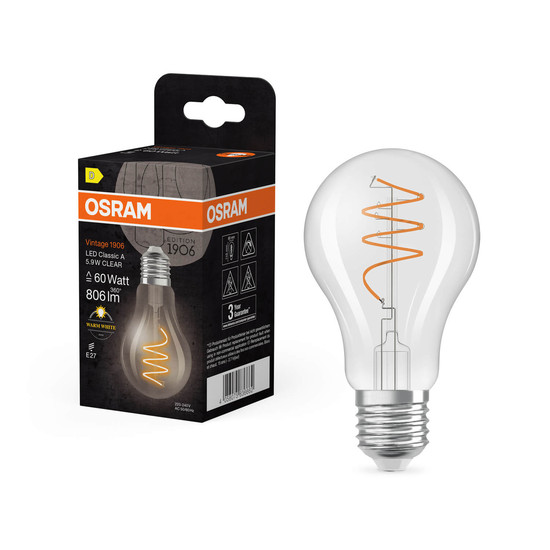 OSRAM LED Lampe Vintage 1906 CLASSIC A 5.9W 827 Clear E27 Warmweiss 4058075836662