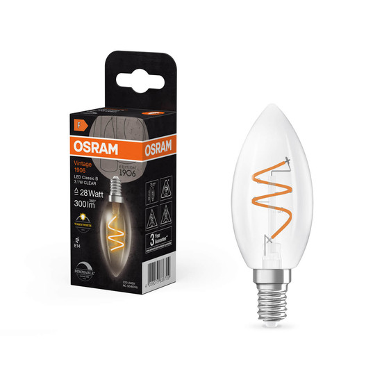 OSRAM LED Lampe Vintage 1906 CLASSIC A,B,P SLIM Filament 3.1W 927 Clear E14 Dimmbar Warmweiss 4058075836709