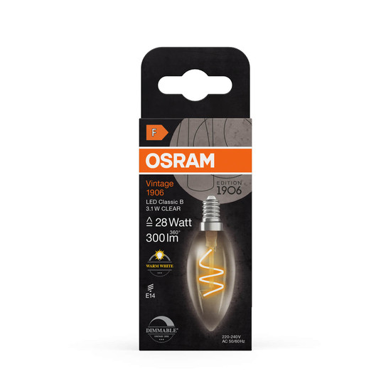 OSRAM LED Lampe Vintage 1906 CLASSIC A,B,P SLIM Filament 3.1W 927 Clear E14 Dimmbar Warmweiss 4058075836709