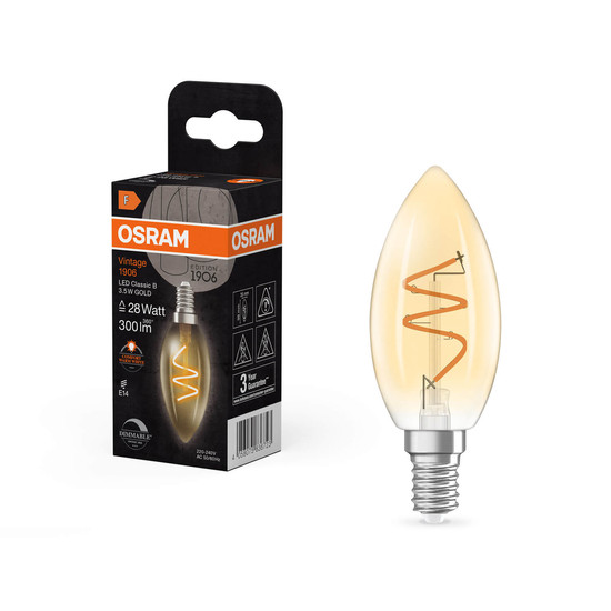 OSRAM LED Lampe Vintage 1906 CLASSIC A,B,P SLIM Filament 3.5W 922 Gold E14 Dimmbar Warmweiss 4058075836723