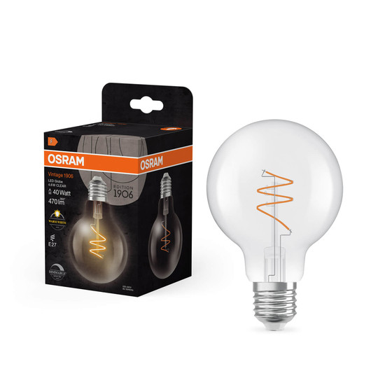 OSRAM LED Lampe Vintage 1906 CLASSIC Globe 4.6W 927 Clear E27 Dimmbar Warmweiss 4058075836785