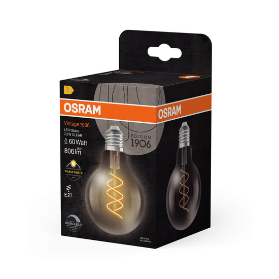 OSRAM LED Lampe Vintage 1906 CLASSIC Globe 7.2W 927 Clear E27 Dimmbar Warmweiss 4058075836808