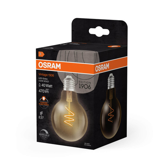 OSRAM LED Lampe Vintage 1906 CLASSIC Globe 4.9W 922 Gold E27 Dimmbar Warmweiss 4058075836822
