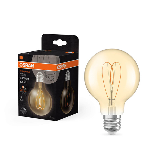 OSRAM LED Lampe Vintage 1906 CLASSIC Globe 4.9W 922 Gold E27 Dimmbar Warmweiss 4058075836860