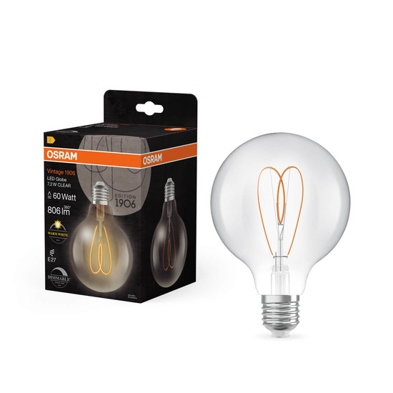 OSRAM LED Lampe Vintage 1906 CLASSIC Globe 7.2W 927 Clear E27 Dimmbar Warmweiss 4058075836907