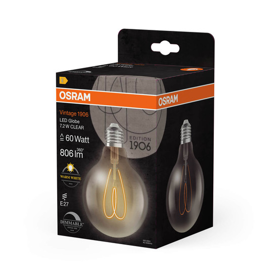 OSRAM LED Lampe Vintage 1906 CLASSIC Globe 7.2W 927 Clear E27 Dimmbar Warmweiss 4058075836907