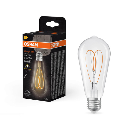 OSRAM LED Lampe Vintage 1906 CLASSIC Edison 7.2W 927 Clear E27 Dimmbar Warmweiss 4058075836969